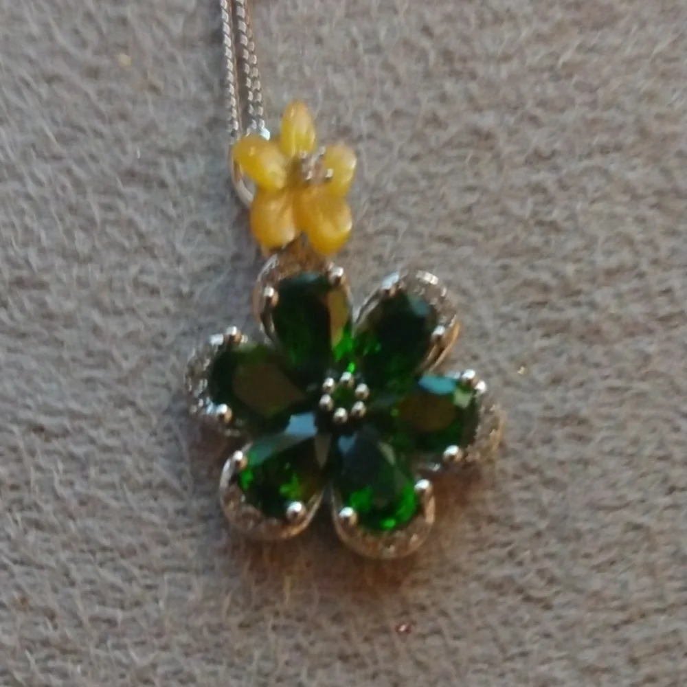 Stamped .925 Chrome Diopside Necklace